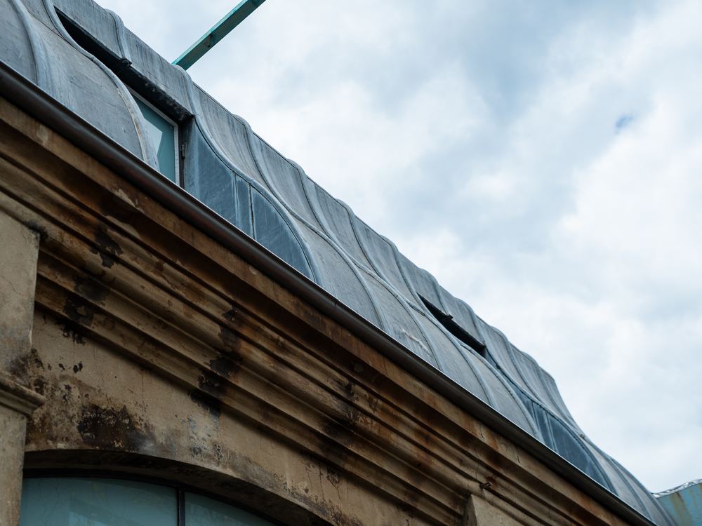 Old metal roof edge on a heritage building